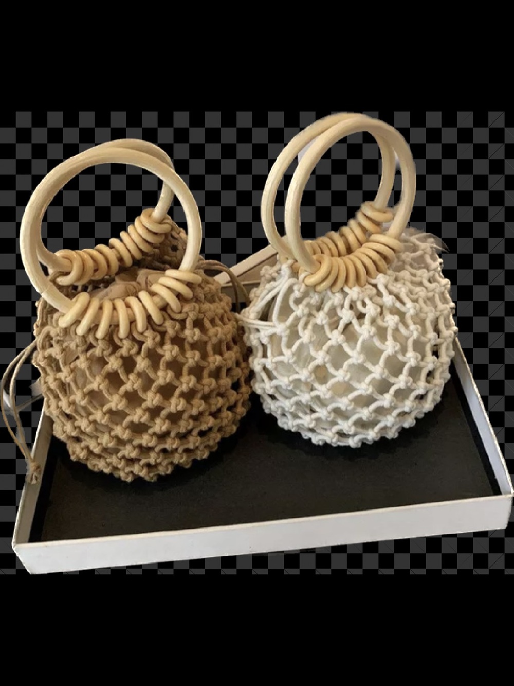 Handmade Macramé Round Bucket Bag - Tan or Cream